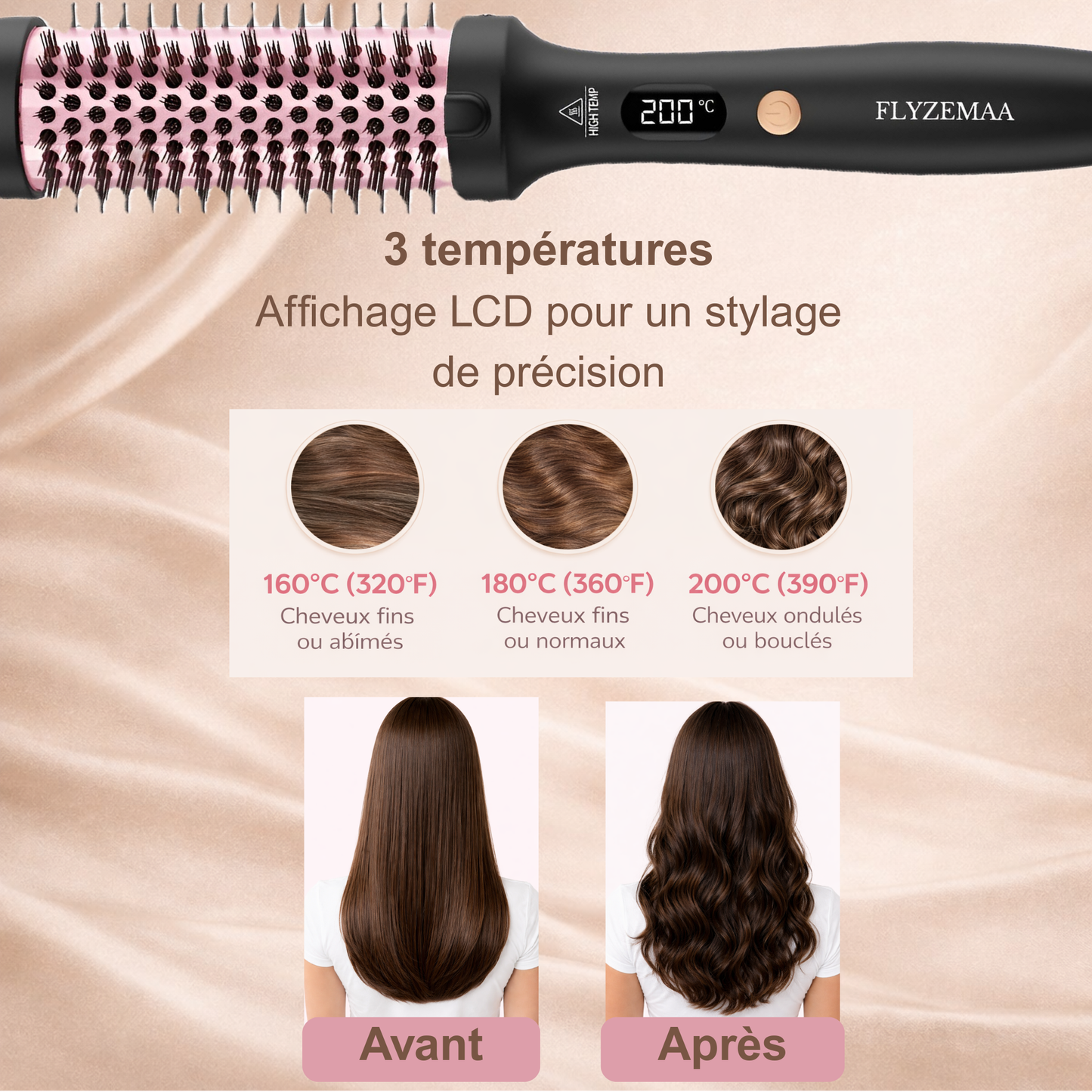 Brosse Thermique pour Boucles Naturelles. FLYZEMAA