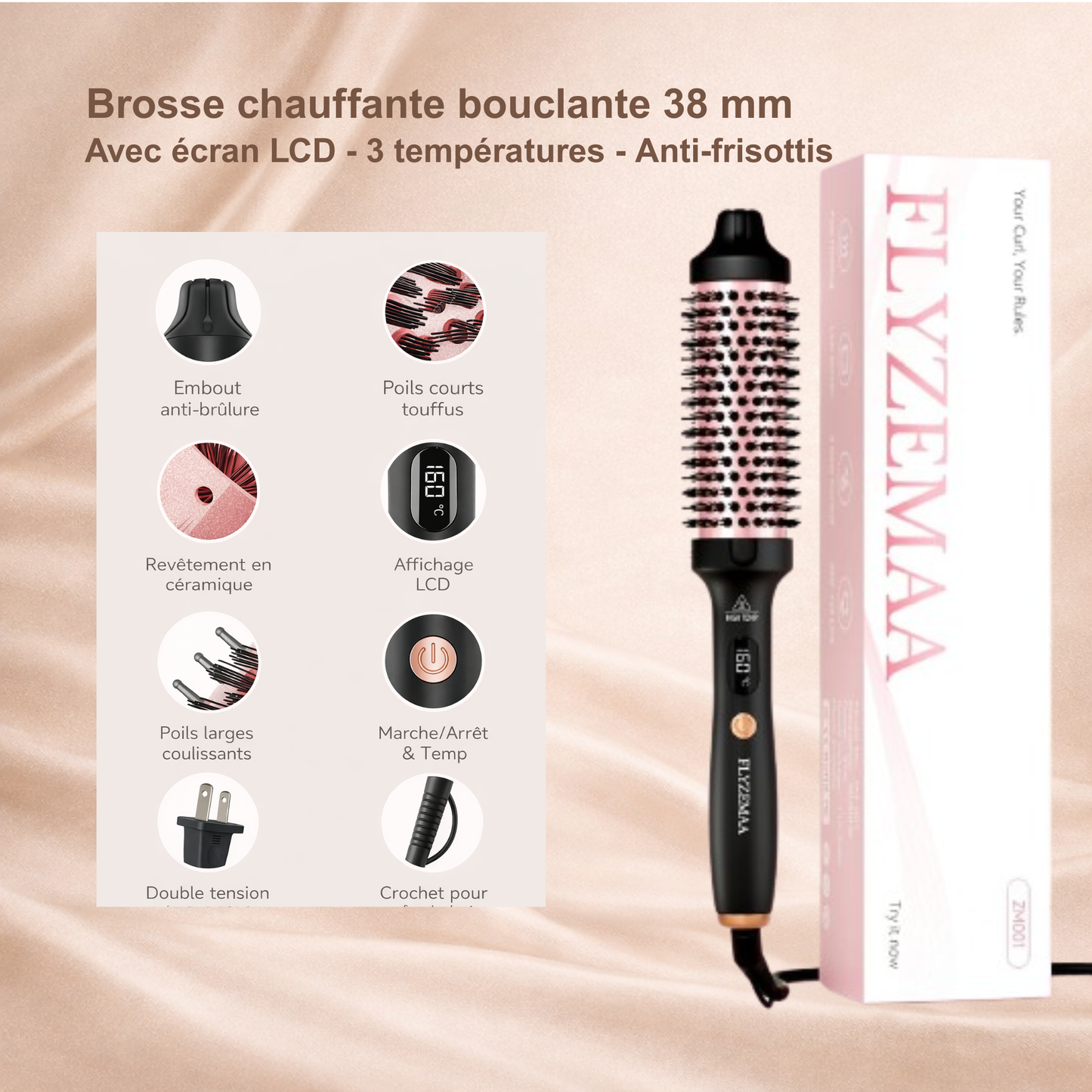 Brosse Thermique pour Boucles Naturelles. FLYZEMAA
