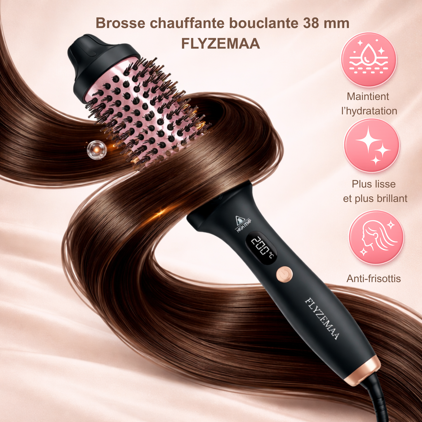 Brosse Thermique pour Boucles Naturelles. FLYZEMAA